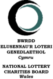 NLCB Logo: Two half-circles cradle each other atop the title National Lottery Charities Board